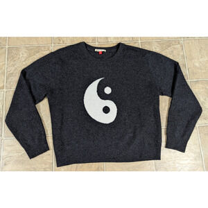 Marine Layer women sz L Yin Yang Cashmere Sweater charcoal gray 1366